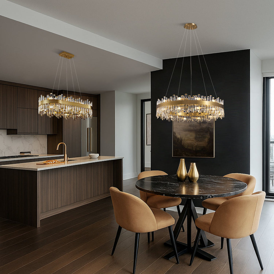 Aurum Gold Crystal Ring Chandelier - LM1013