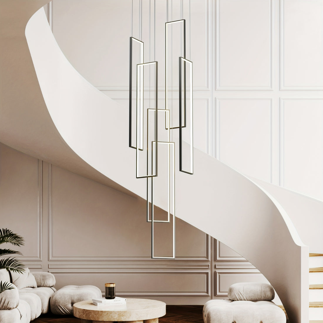 Modern LED Geometric Chandelier – Black Aluminum &amp; Acrylic  – LM1057 - Lumora