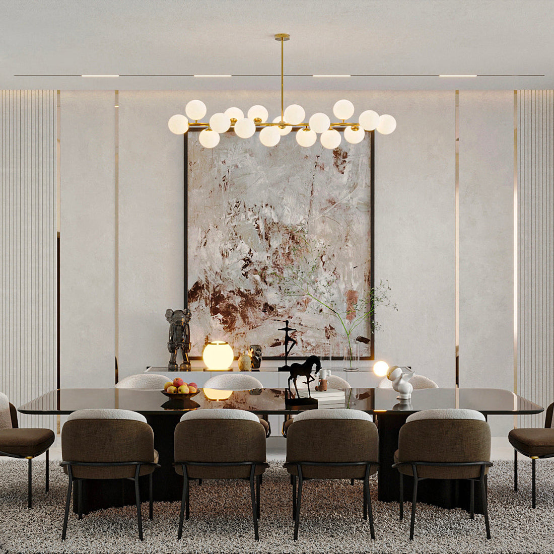 Glass Globes Linear Chandelier - LM1049 - Lumora