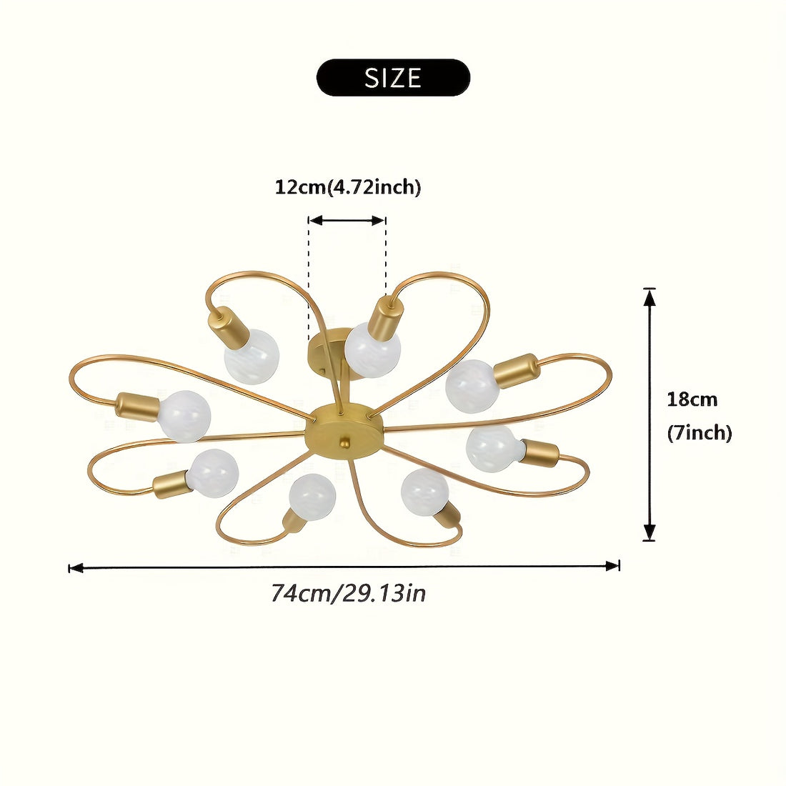Modern Black and Gold Flower-Shaped 8-Light Chandelier - LM1054 - Lumora