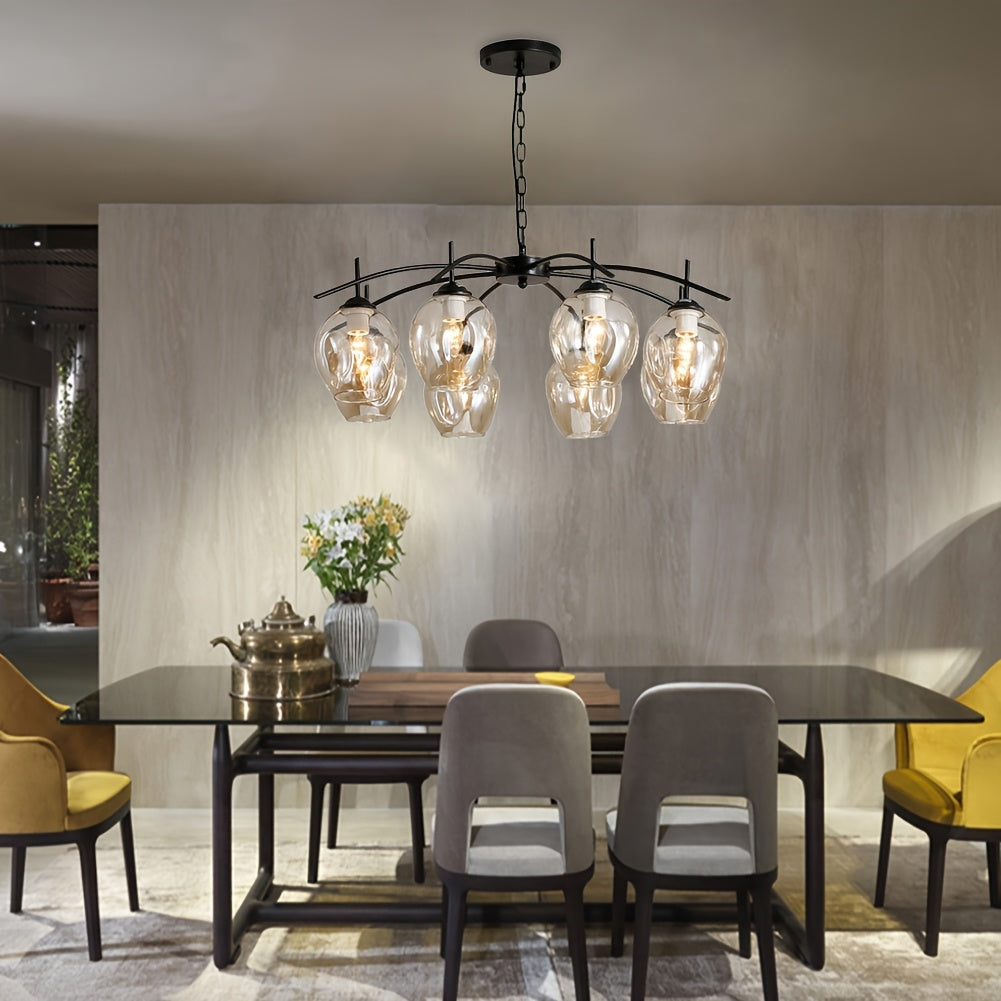 Nordic Glass Pendant Chandelier Cognac 8-Light - LM1055 - Lumora