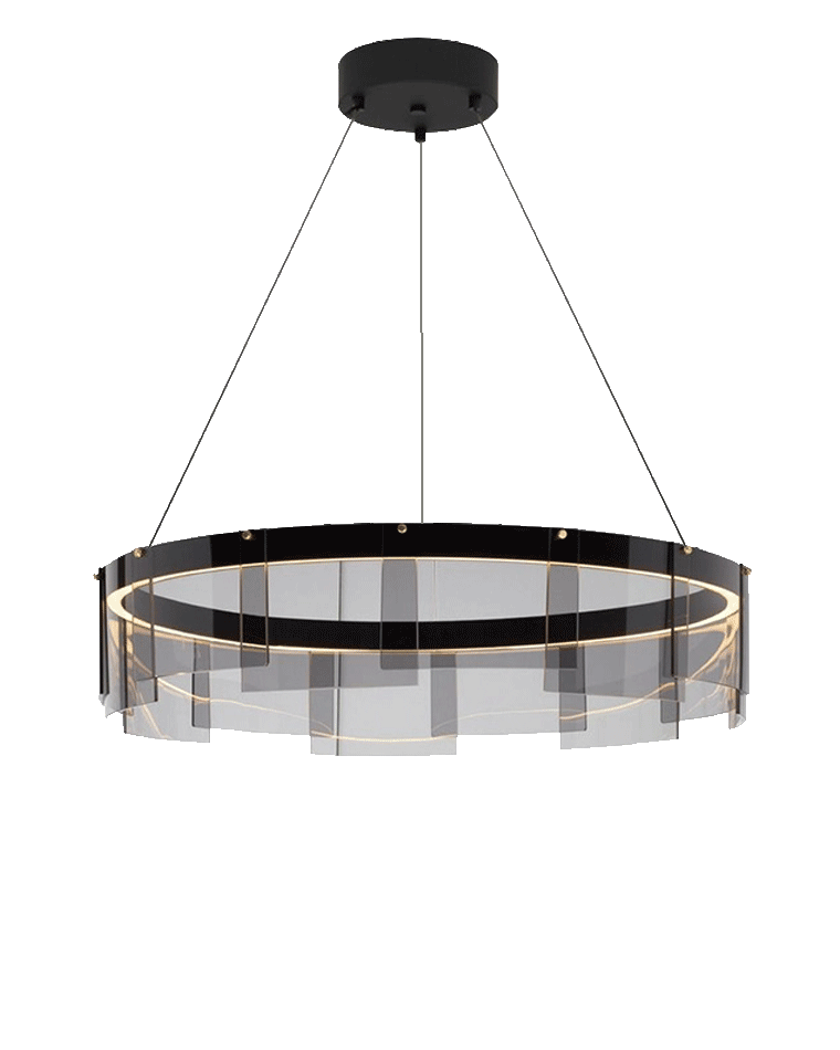 Smoky Elegance – Premium LED Glass Ring Chandelier - LM1087 - Lumora