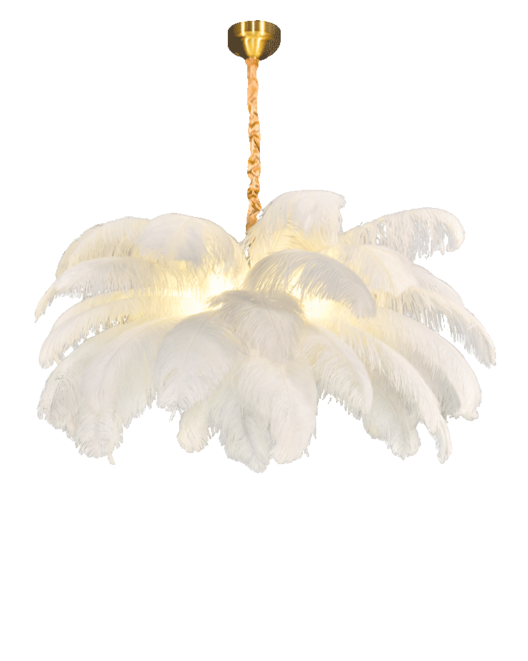 Aurelia Feather Chandelier – Luxury Ostrich Feather Pendant Light - LM1090 - Lumora