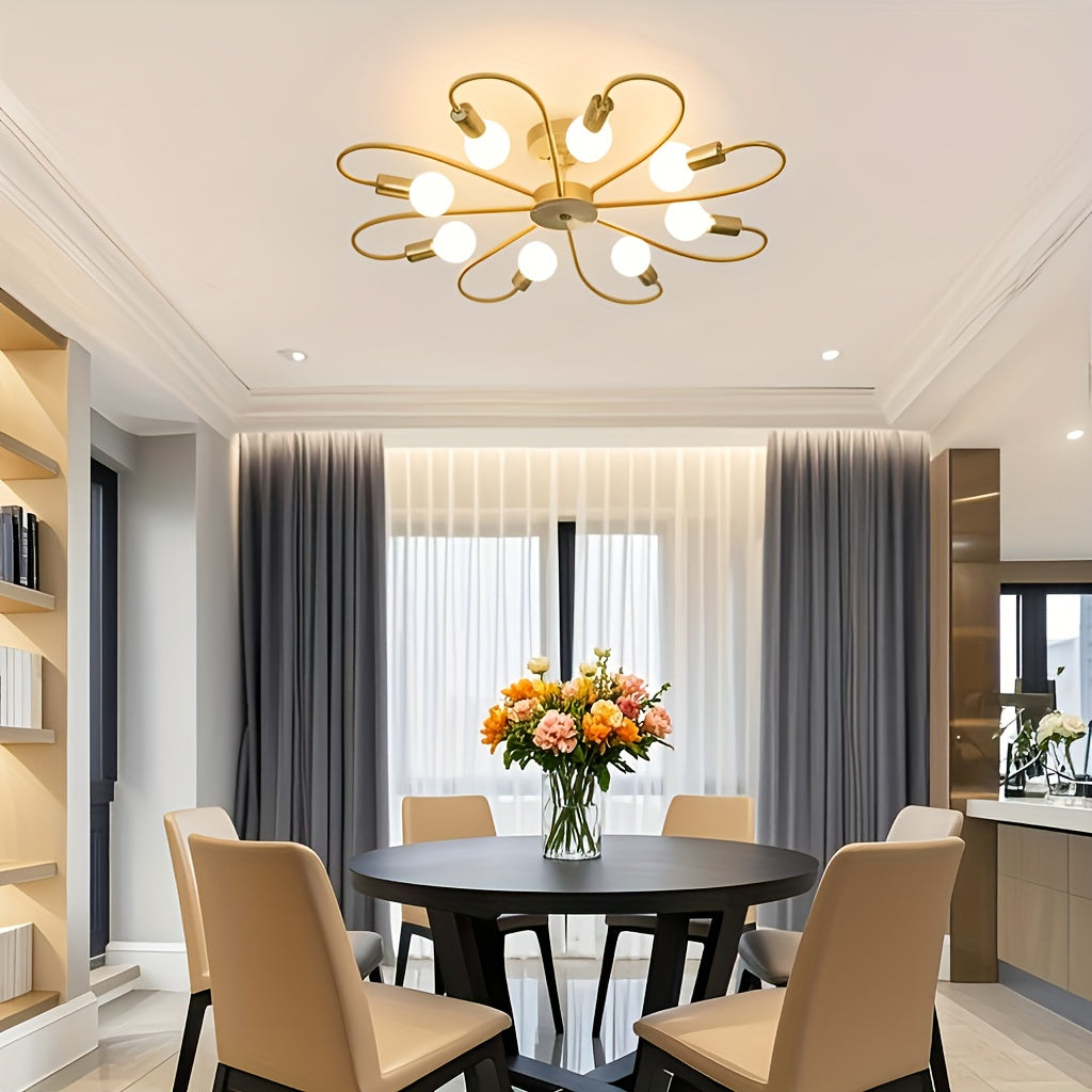 Modern Black and Gold Flower-Shaped 8-Light Chandelier - LM1054 - Lumora