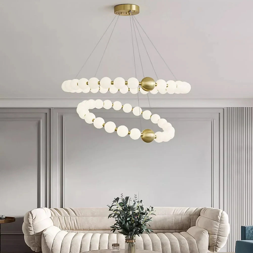 Modern Two-Tier Round Pearl Chandelier -LM1050 - Lumora
